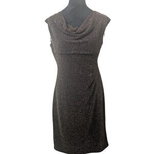 Ronni Nicole Black & Gold Cowl Neck Sheath Dress, Size 10